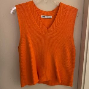 Zara Orange Sweater Vest Size Small